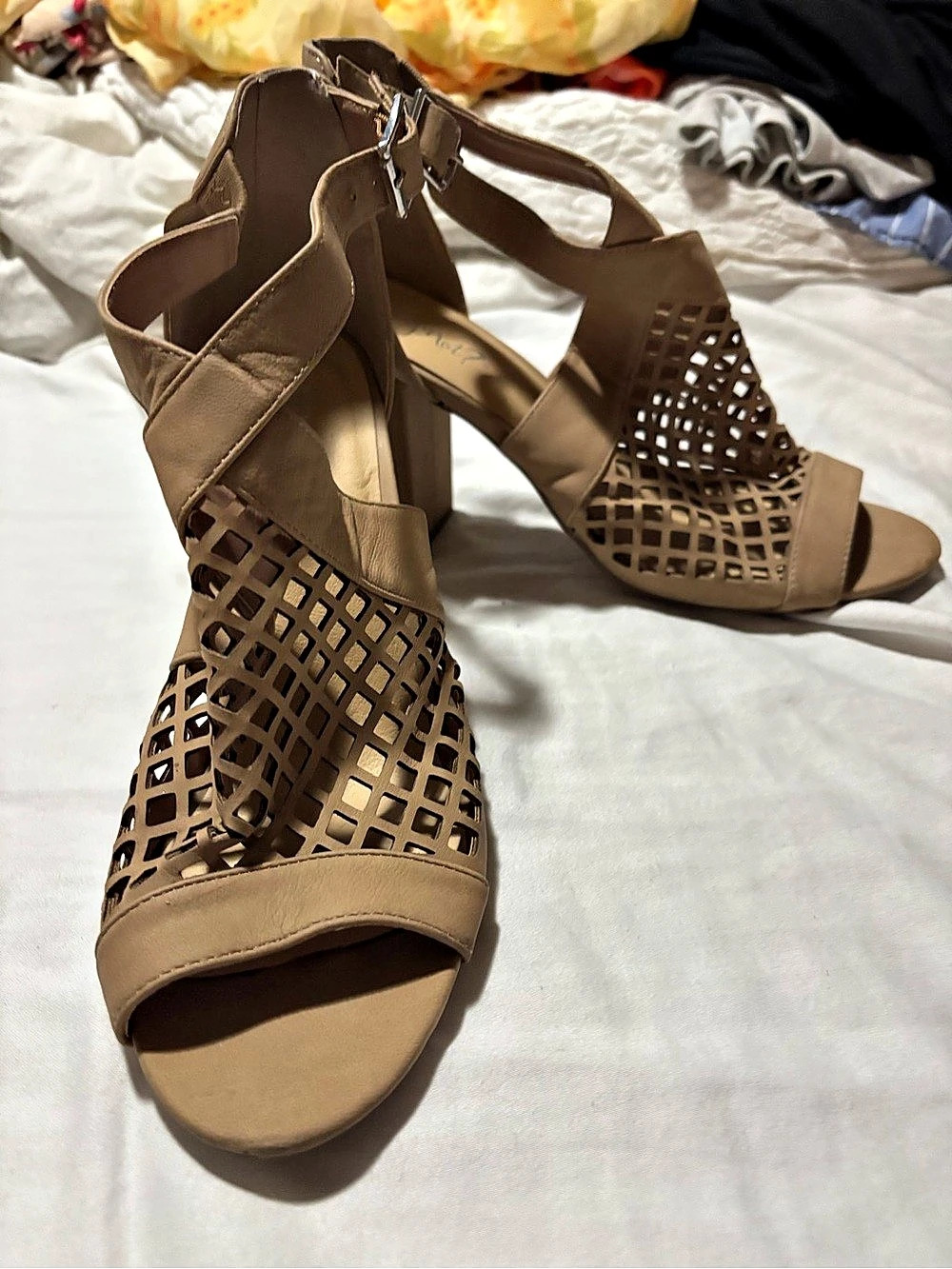 Ynot Women's Brown Geometric Heels